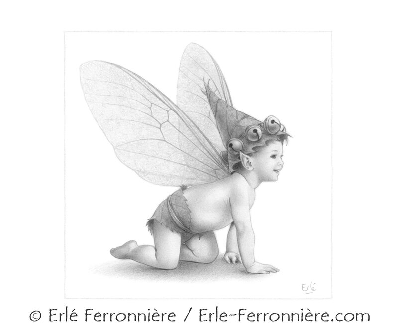 Bébé fée by Erlé Ferronnière - Original Illustration