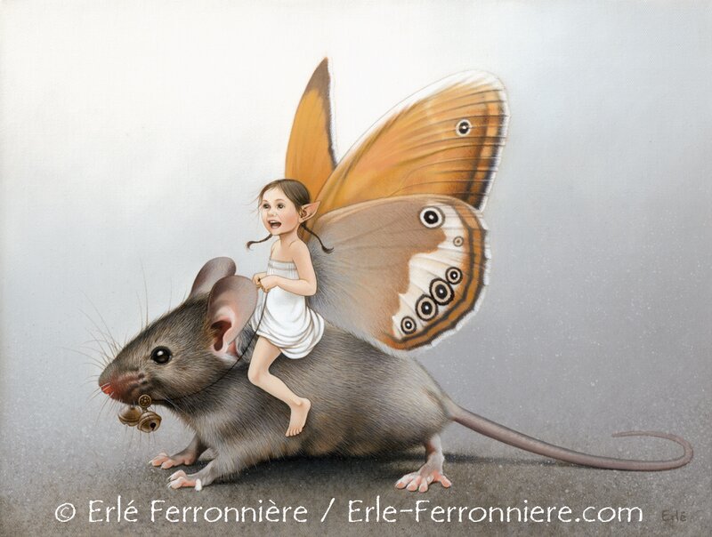 Erlé Ferronnière, La fée sur la souris - Illustration originale