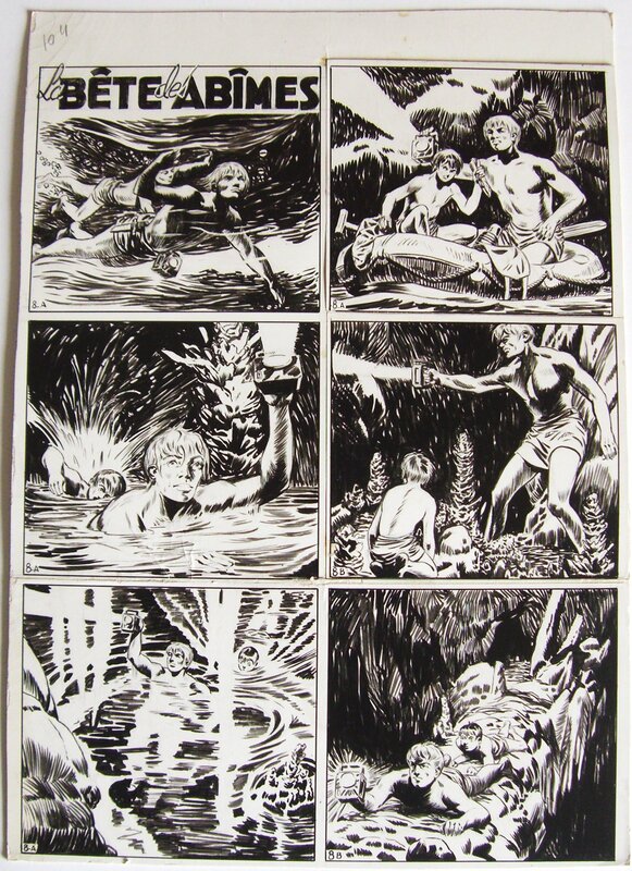 Kline, La bête des abîmes ! 1952 parue dans coq Hardi - planche 8 - Comic Strip