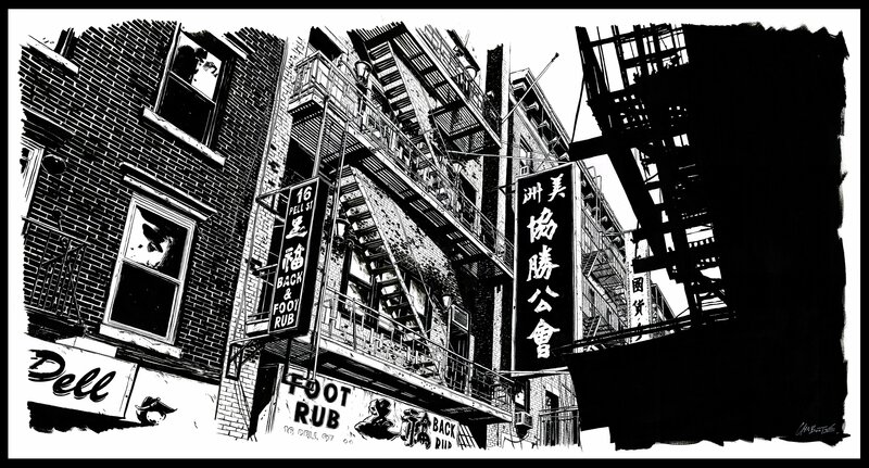 En vente - Christophe Chabouté, New York : China Town - Illustration originale