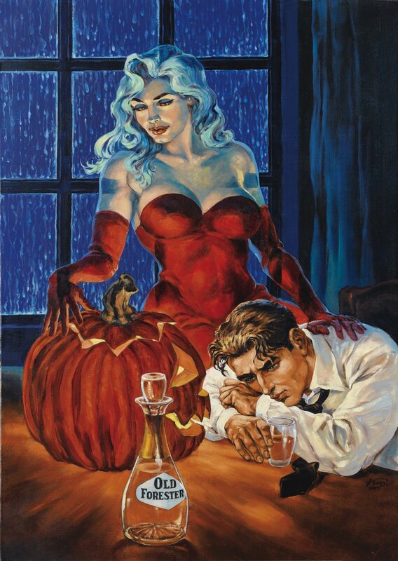 En vente - Kas, Halloween blues - peinture sur toile - Couverture originale