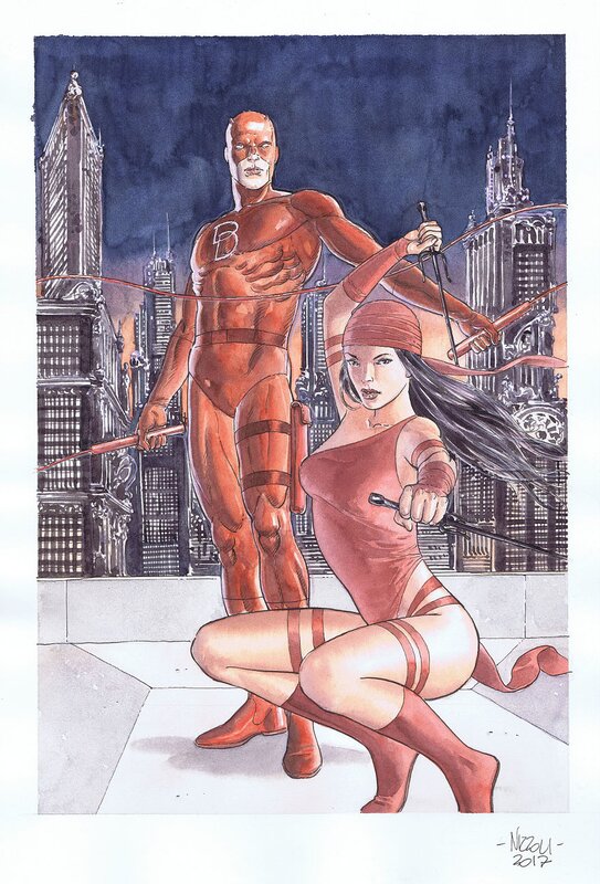 Daredevil and Elektra by Marco Nizzoli - Illustration originale