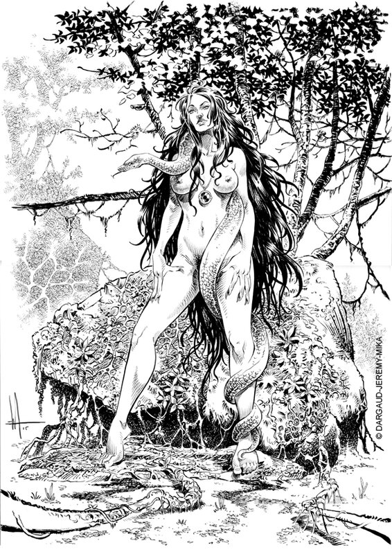 Mika, Layla, femme serpent - Illustration originale