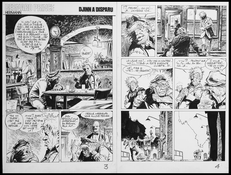 En vente - Hermann, 1976 - Bernard Prince : Djinn a disparu - Double page - Planche originale