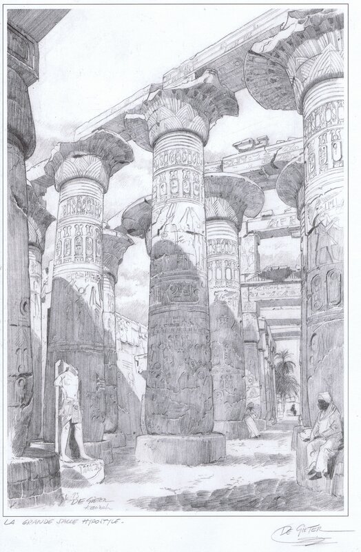 Dessin Egypte by Lucien De Gieter - Original Illustration