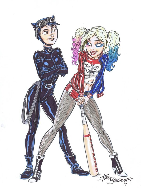 Tom Bancroft, Catwoman et Harley Quinn - Illustration originale