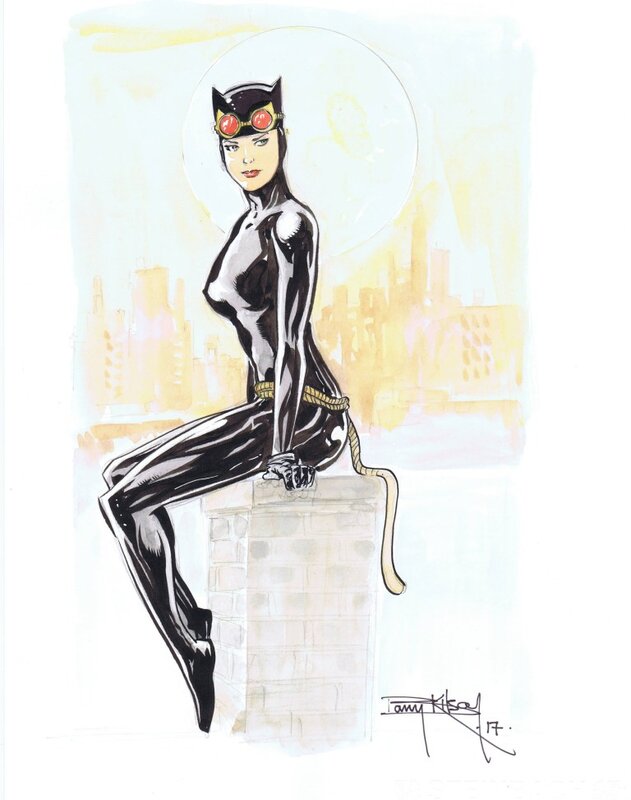 Catwoman assise par Kitson - Original Illustration
