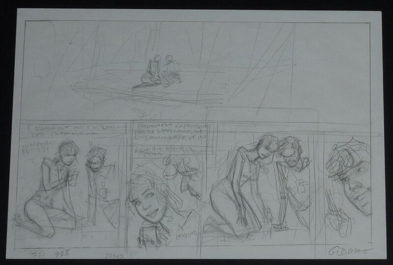 Jean-Pierre Gibrat, Le vol du corbeau - tome 2 (croquis préparatoires page 37) - Original art