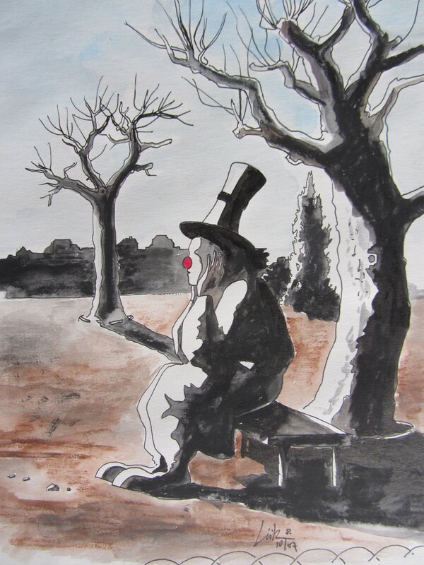 Le clown triste par dema - Illustration originale