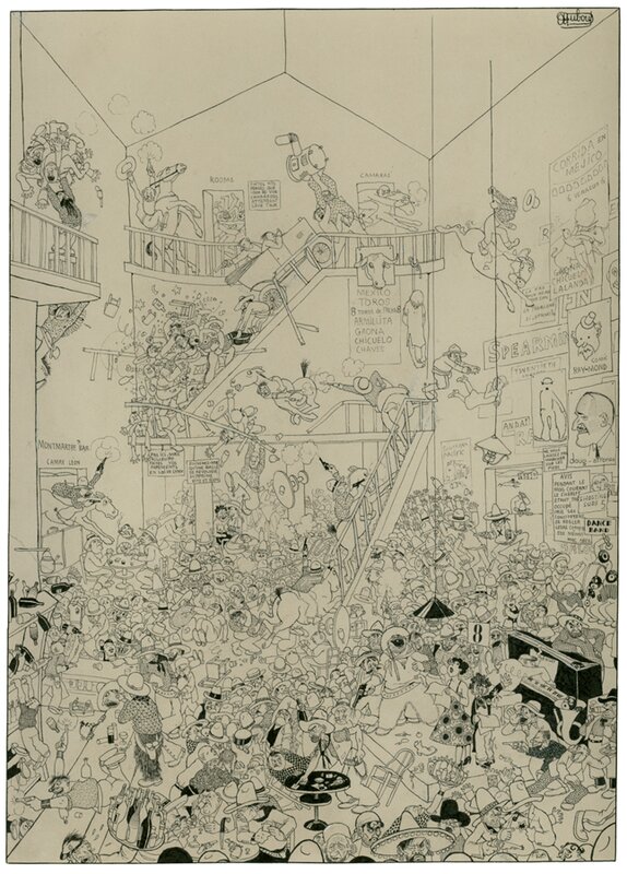 Albert Dubout, Le Bar des films Américains - Illustration originale