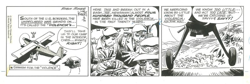 Joe Kubert, Tales of the Green Berets . Strip du 16 septembre 1966 . - Planche originale
