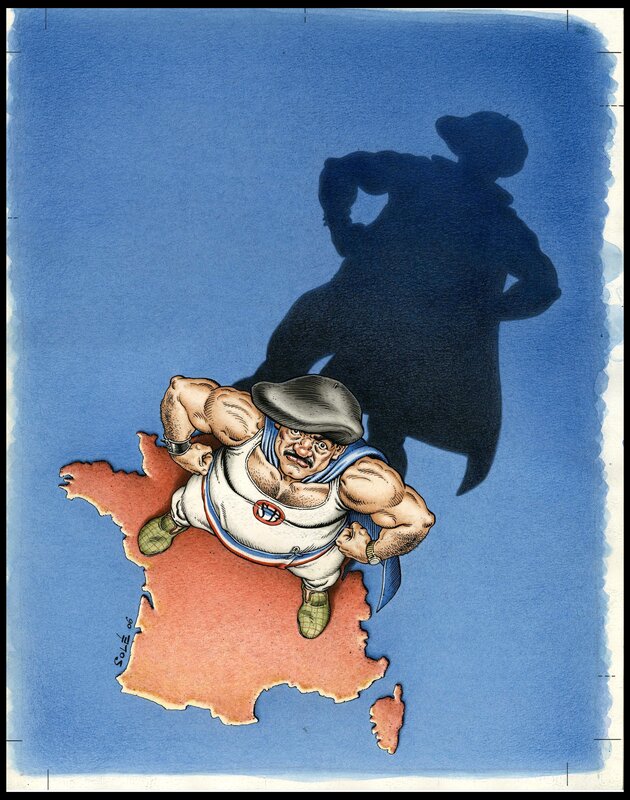 Jean Solé, Gotlib, Jacques Lob, 2006 - Superdupont Ze Retour: Couverture Fluide Glacial n°364 d'Octobre 2006 - Couverture originale
