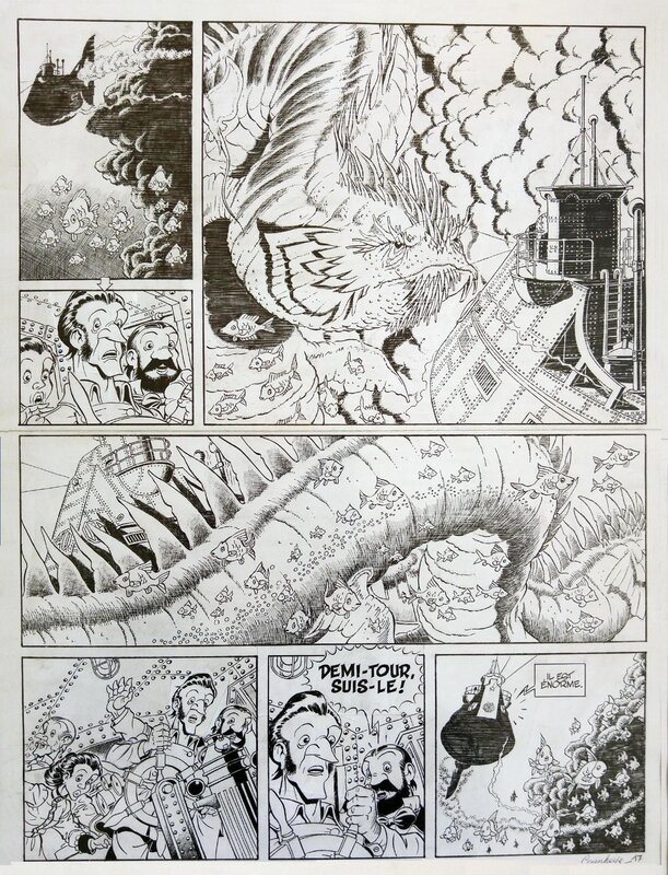 Guy Counhaye, Les Aventures du Professeur STRATUS : Le MONSTRE des MERS - Planche originale