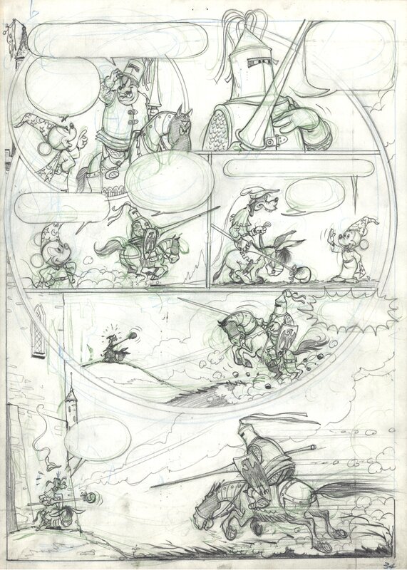 Hector Adolfo De Urtiága, Disney : Dingo Roi Arthur planche 34 - Planche originale