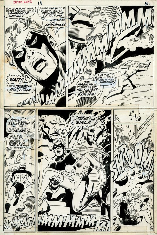 John Buscema, Dan Adkins, Captain Marvel # 18 page 19 - Illustration originale