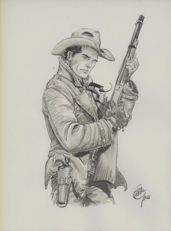 Giulio De Vita, Tex portrait avec fusil #967 - Original Illustration