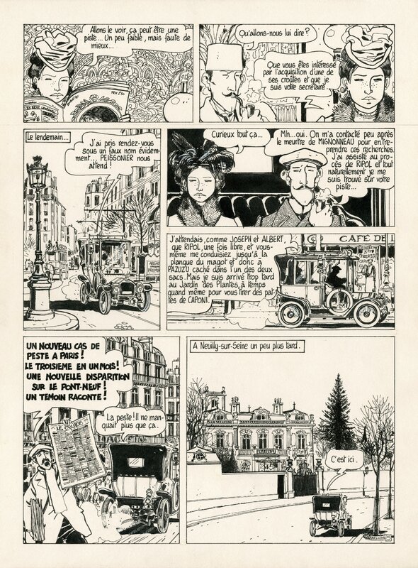 Jacques Tardi, 1976 - Adèle Blanc-Sec : Le démon de la Tour Eiffel - Planche originale