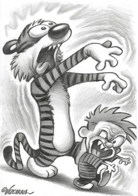 Joan Vizcarra, Calvin & Hobbes Inspiration 2 - Illustration originale