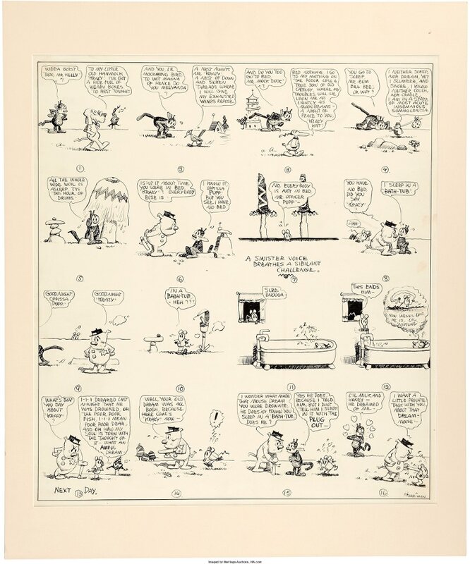 Krazy Kat Sunday 26/12/20 by George Herriman - Planche originale