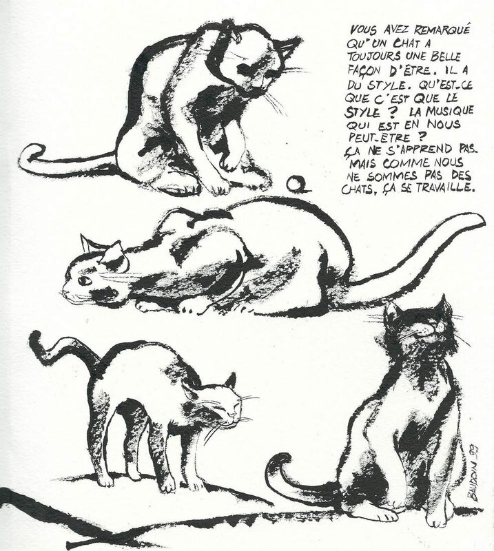 'Questions de dessins : Le Chat' d'Edmond Baudoin - Planche originale
