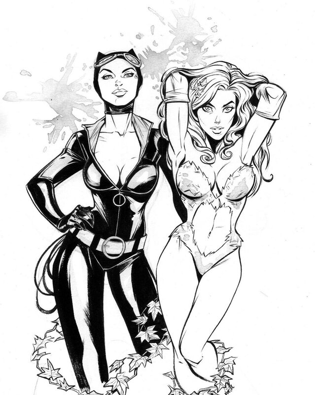 Joelle Jones Catwoman and Poison Ivy - Illustration originale