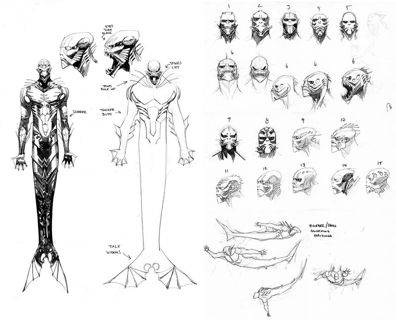 The Wake 'The Monster' character design and studies by Sean Murphy - Original art