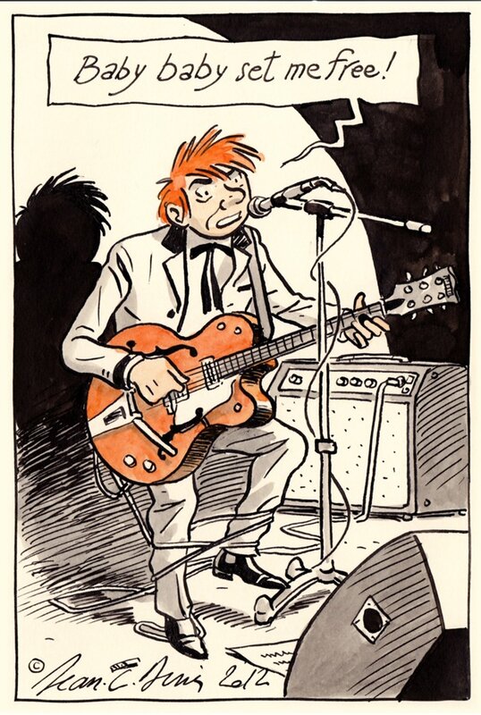 Jean-Claude Denis, Baby set me free !  Luc Leroi et sa Gretsch - Original Illustration