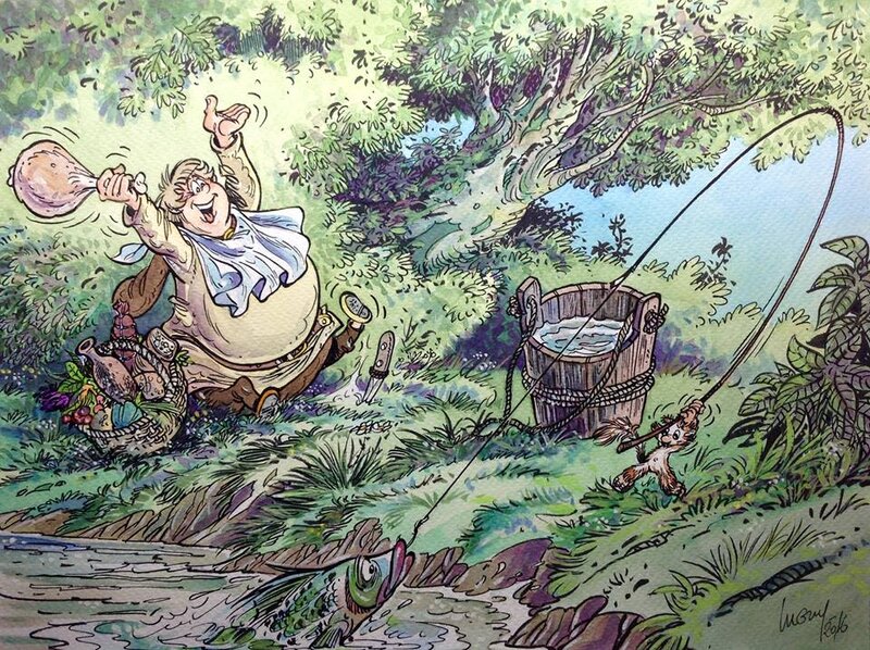 Luguy : Percevan - Kervin et Guimly à la pêche - Planche originale