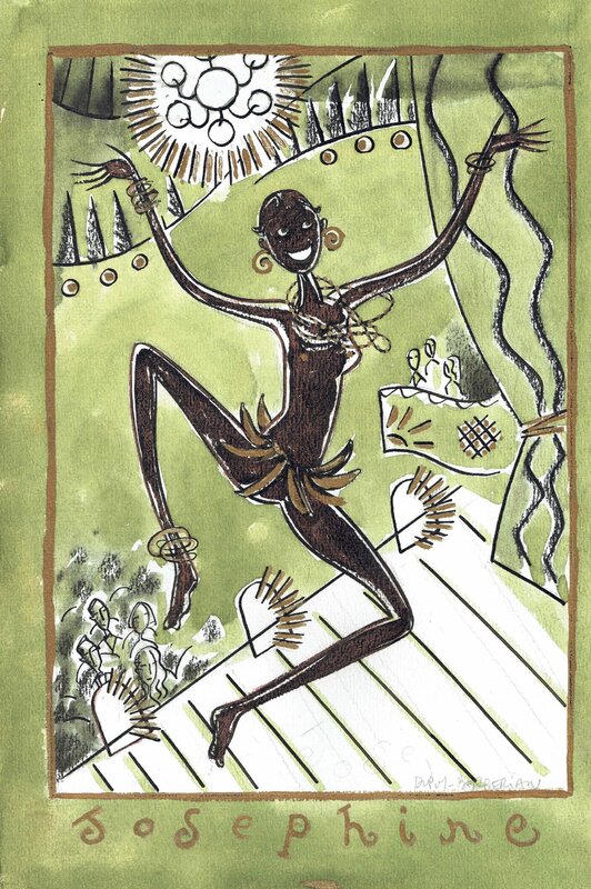 Philippe Dupuy, Charles Berberian, 1991 - Joséphine Baker, projet pour la sérigraphie - Illustration originale