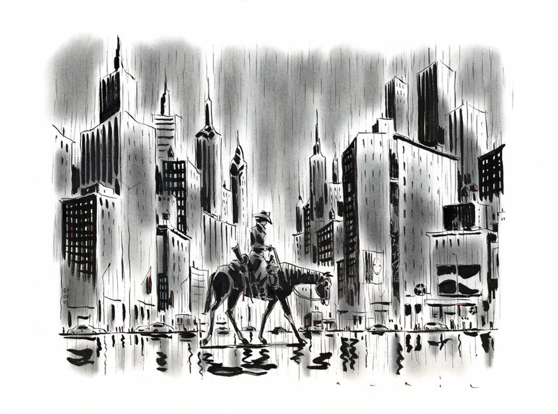 François Avril, Blueberry à New York (Hommage à Jean Giraud) - Original Illustration