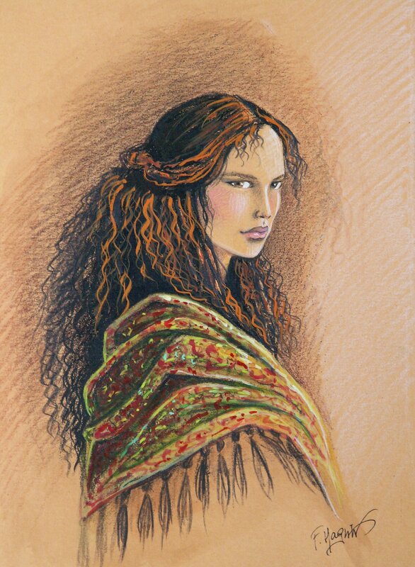 Femme au châle par Florence Magnin - Illustration originale