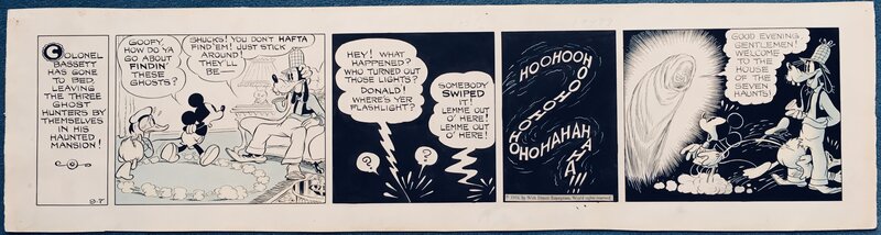 Floyd Gottfredson, Ted Thwaites, Floyd Gottfredson Mickey Mouse Daily 07.09.1936 The 7 Ghosts - Comic Strip