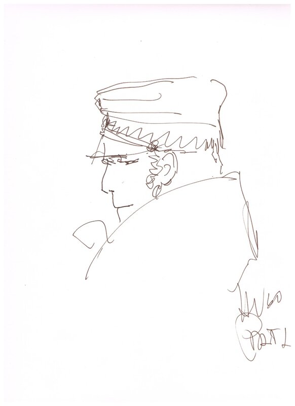 Hugo Pratt - CORTO MALTESE disegno inedito 1984 - Dédicace