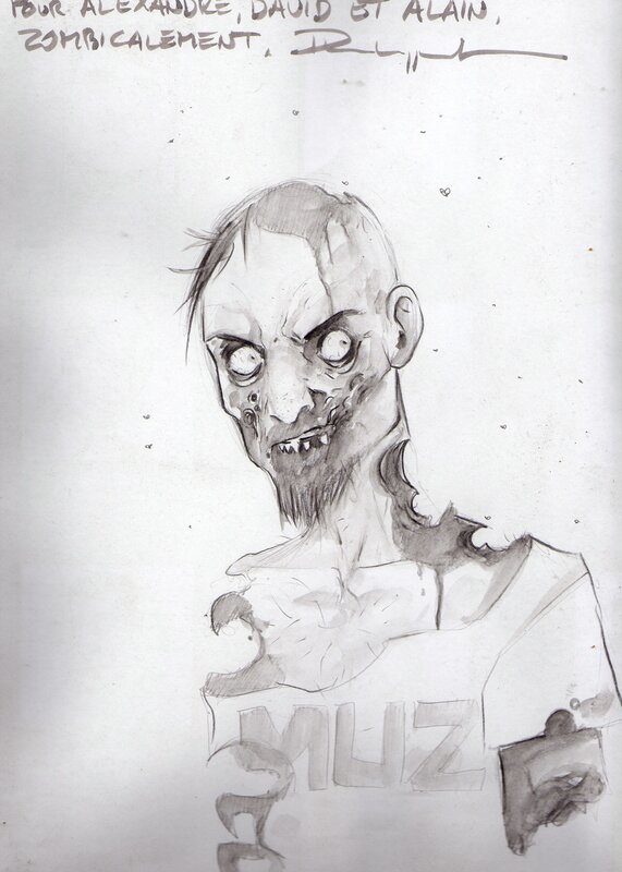 Philippe Vandaële, Zombie bien entamé, dédicace sur Jour Z  tome 1 de la série Alice Matheson - Sketch