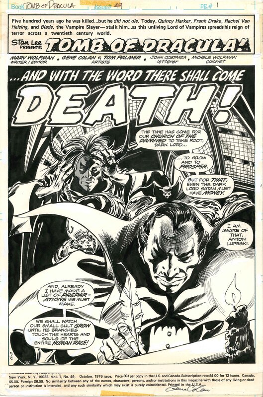 Gene Colan, Tom Palmer, Tomb of Dracula 49 Page 1 - Planche originale