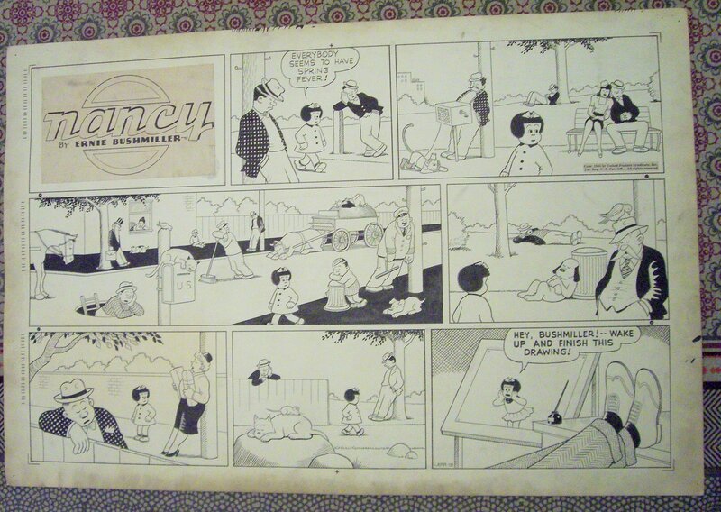 Ernie Bushmiller, Le Dimanche - dur dur de se mettre en action .... Nancy veille au grain - 1943 - Comic Strip