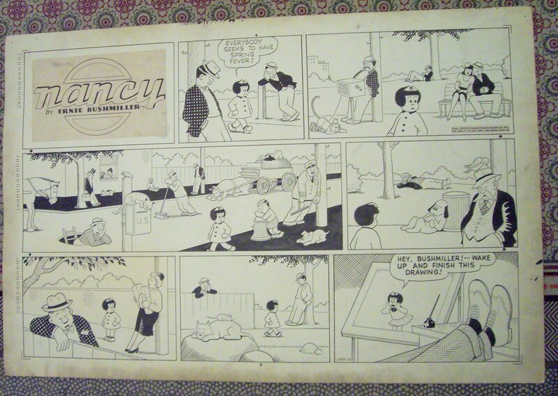 Ernie Bushmiller, Le Dimanche - dur dur de se mettre en action .... Nancy veille au grain - 1943 - Planche originale