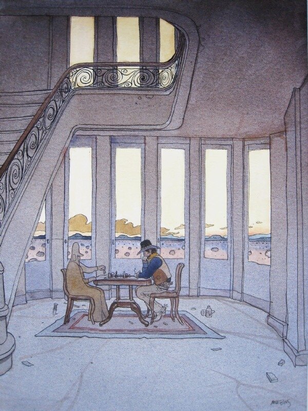 Fou et Cavalier par Moebius - Illustration originale