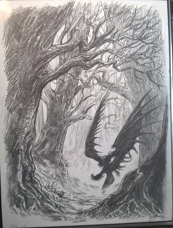 Gwendal Lemercier, Dragon dans la forêt - Illustration originale