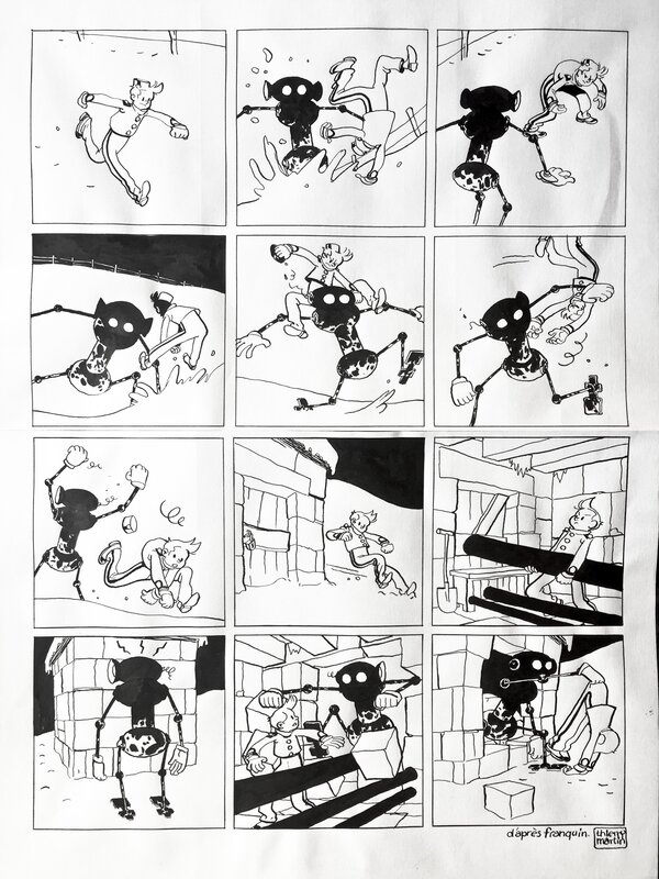 Thierry Martin, SPIROU vs. Radar le robot - Planche originale