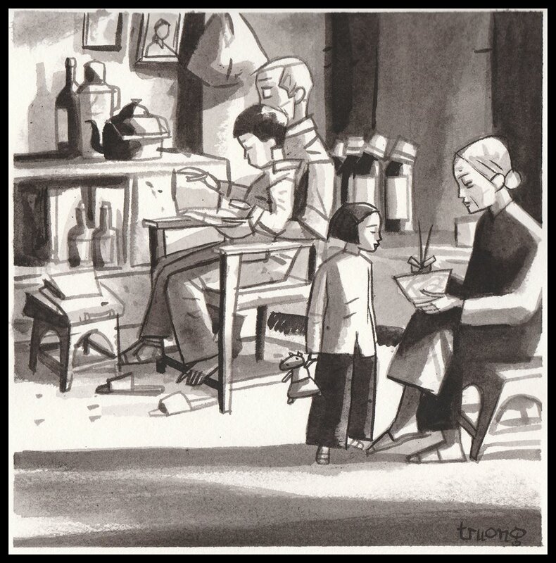 Marcelino Truong, 2002 - ÔngBà Nôi (les grands-parents paternels) - Original Illustration