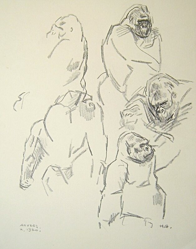 Etudes de gorilles by Herbert - Original art
