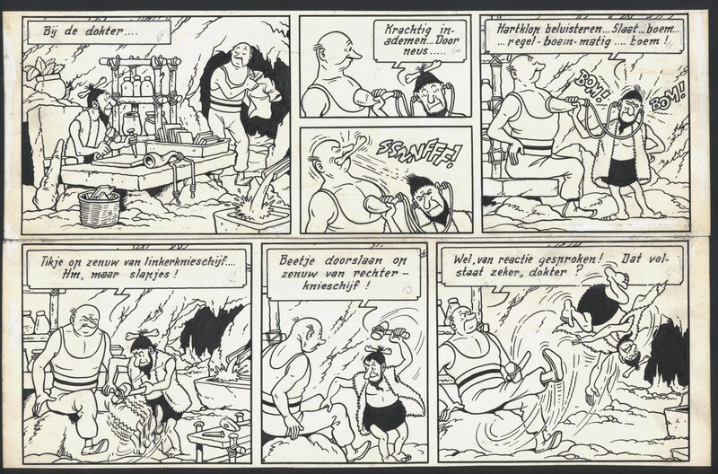 Willy Vandersteen, Suske en Wiske - De groene splinter - originele halve pagina - Comic Strip