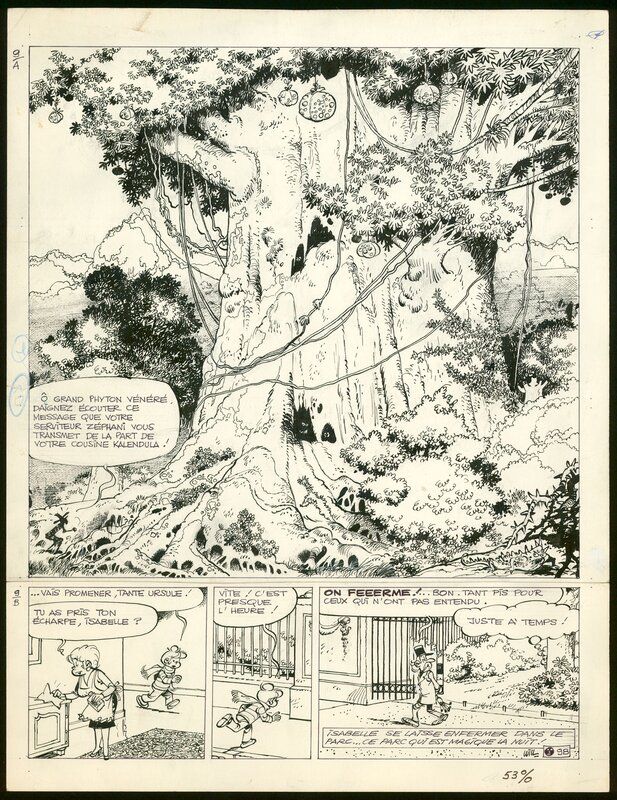 Will, Yvan Delporte, André Franquin, 1980 - Isabelle : L'étang des sorciers - Planche originale