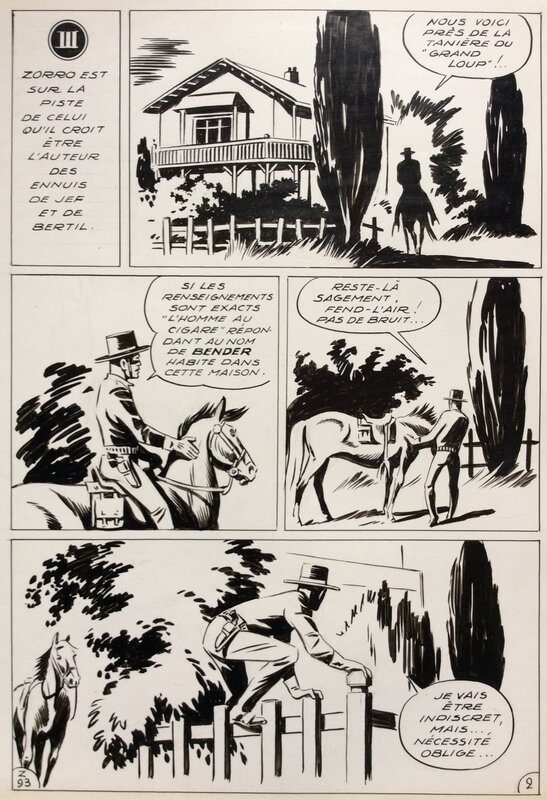 André Oulié, Moreau de Tours, Les aventures de Zorro - Justice de l'ouest - Planche originale