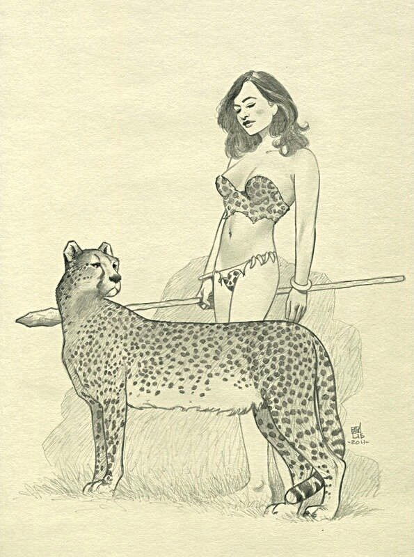 Sexy jungle girl by Louis Paradis - Original Illustration