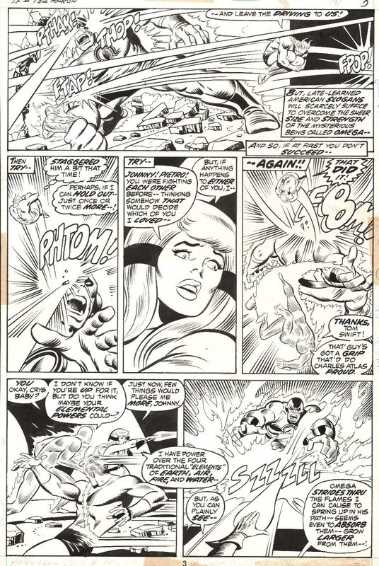 John Buscema, Joe Sinnott, Fantastic Four - Crystal Quicksilver Human Torch Omega - Planche originale