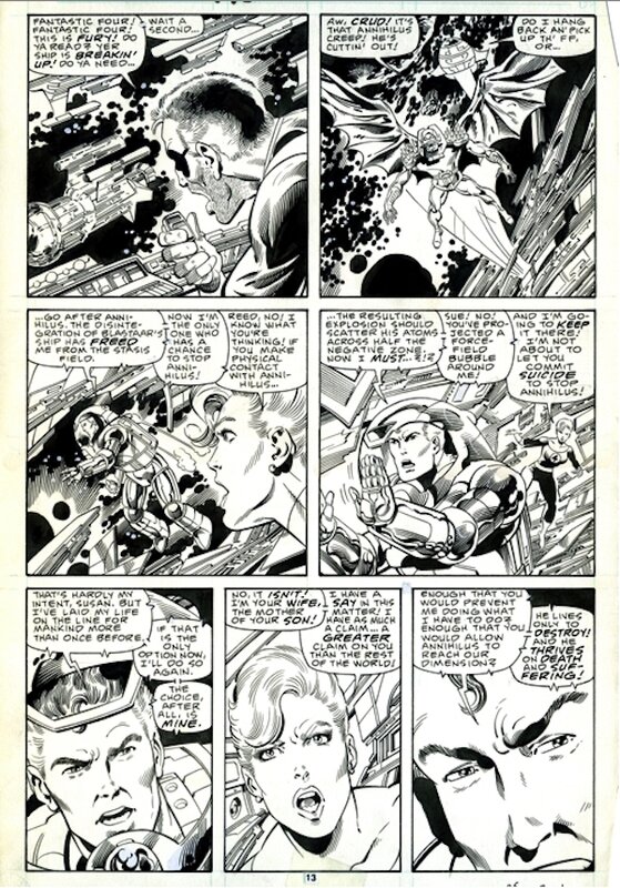 John Byrne, Al Gordon, Fantastic Four - Reed Susan Annihilus Nick Fury - Planche originale