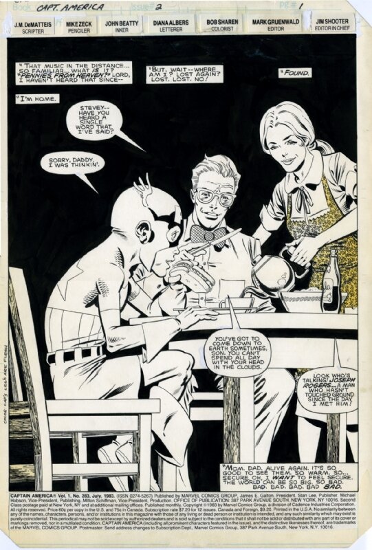 Mike Zeck, Captain America - Kid Cap mom & Dad - Planche originale