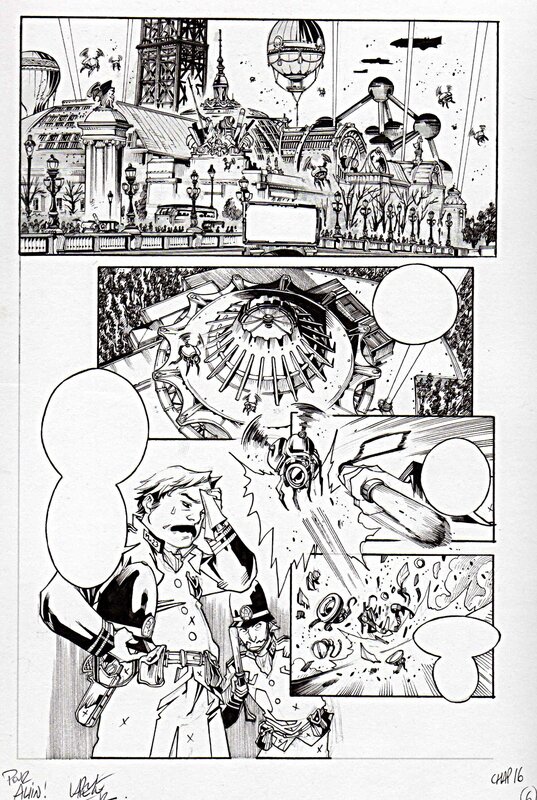 Guillaume Lapeyre, City Hall, chapitre 16 planche 6. Le Grand Palais revu et corrigé dans un Paris steampunk. - Comic Strip